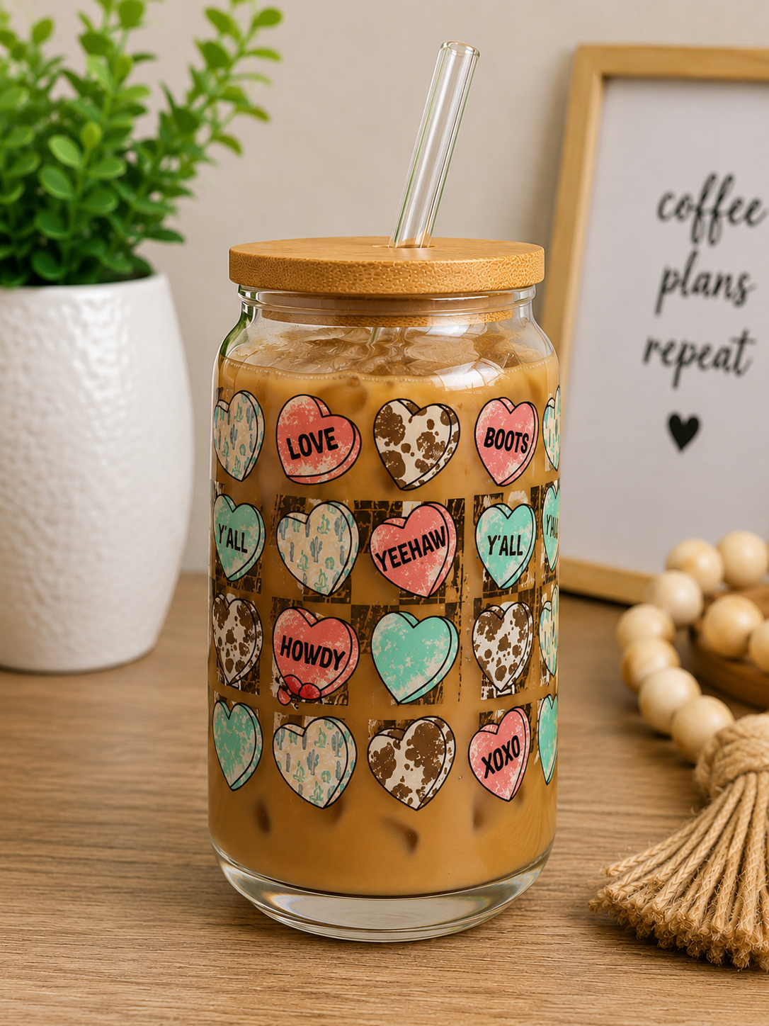 Howdy Honey Glass Cup | 16oz Western Cowgirl boho edi