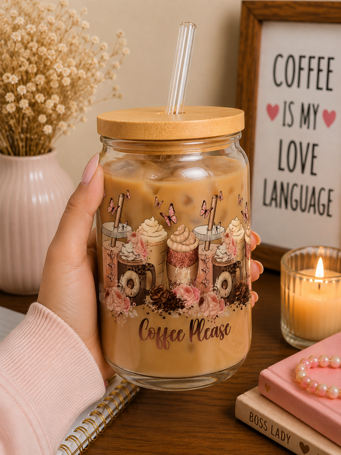 Coffee Please Glass Cup