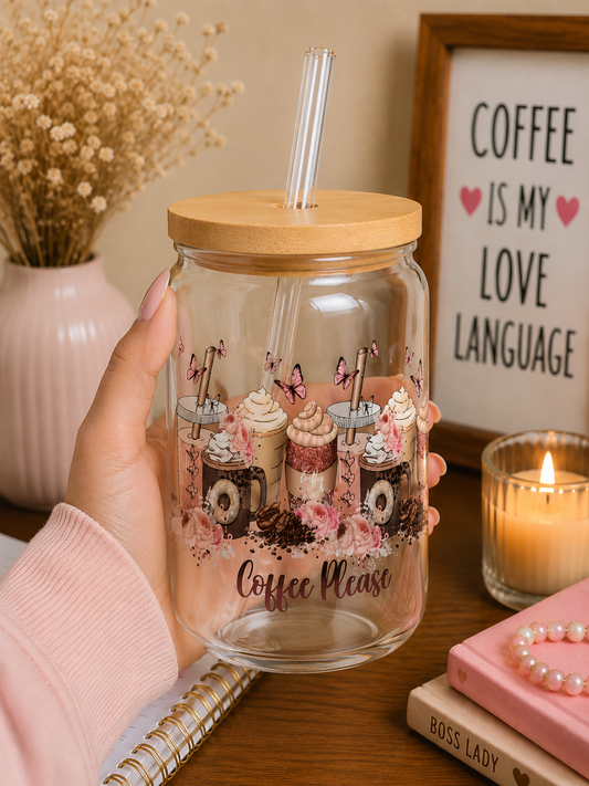 Coffee Please Glass Cup