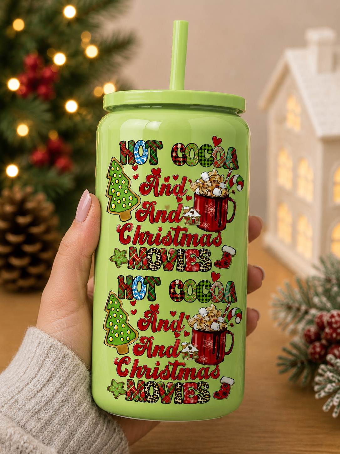 Hot Cocoa & Christmas Movies Glass Cup