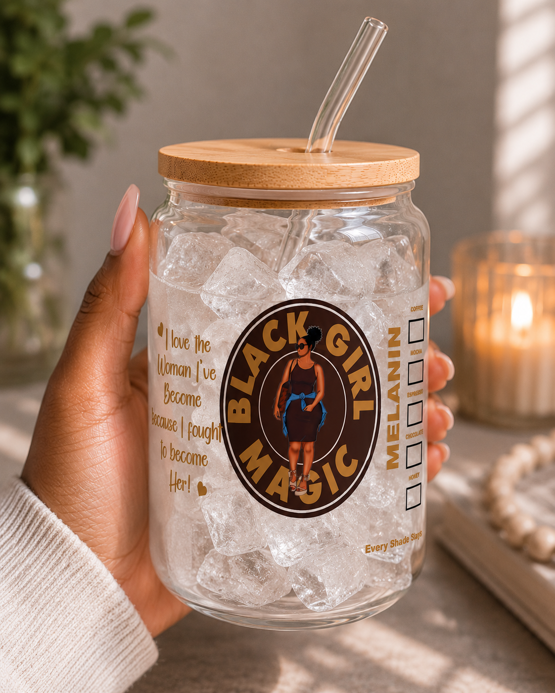Black Girl Magic Iced Glass Cup | blk edi