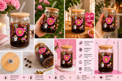 Cafecito Y Chisme Glass Can Cup – 16oz Iced Coffee Tumbler edi