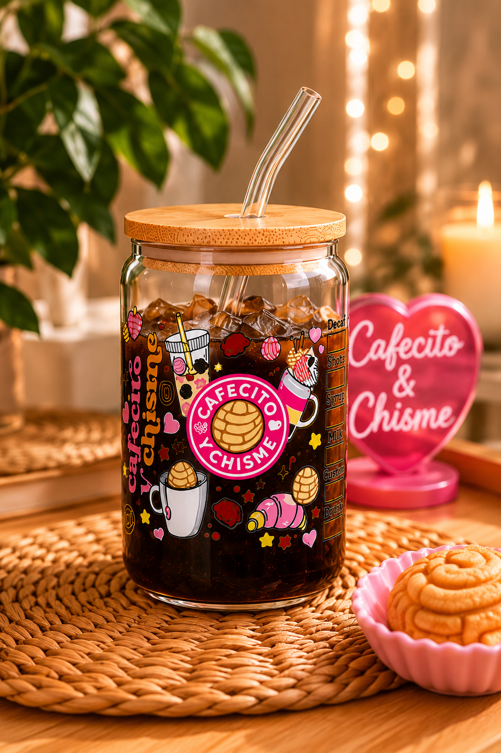 Cafecito Y Chisme Glass Can Cup – 16oz Iced Coffee Tumbler edi