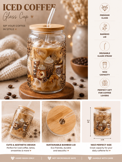 Cozy Coffee  Glass Can Cup – 16oz edi