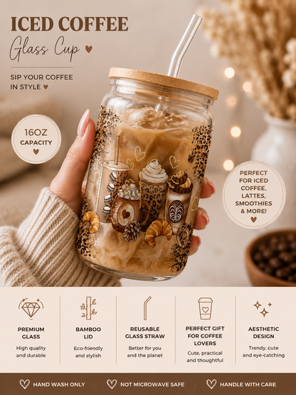 Cozy Coffee  Glass Can Cup – 16oz edi