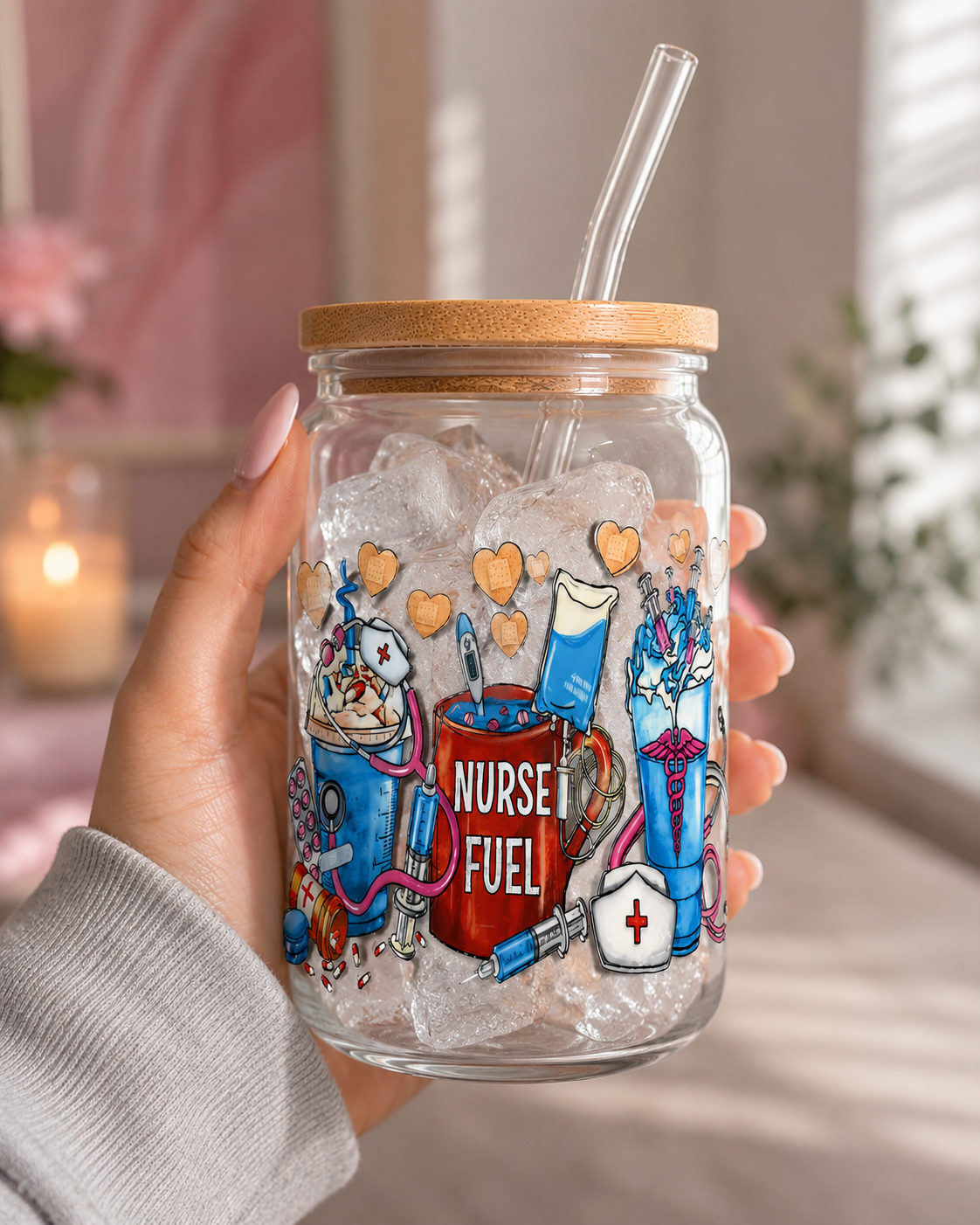 🩺 Medical Nurse Fuel Glass Cup – 16oz Nurse