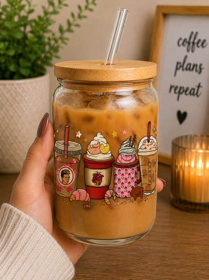 Cafecito & Pan Dulce Glass Cup | 16oz Cozy Coffee