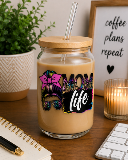 Cute Mom Life Glass Cup
