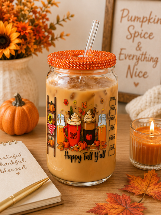 Happy Fall Y’all Glass cup