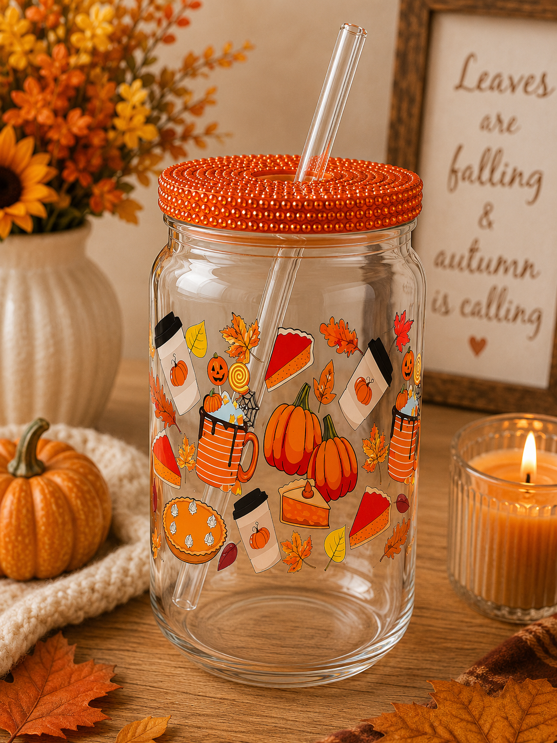 Pumpkin Patch Treats Glass Cup sea