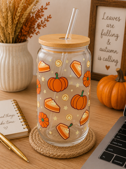 Pumpkin Pie & Pumpkins Glass cup sea