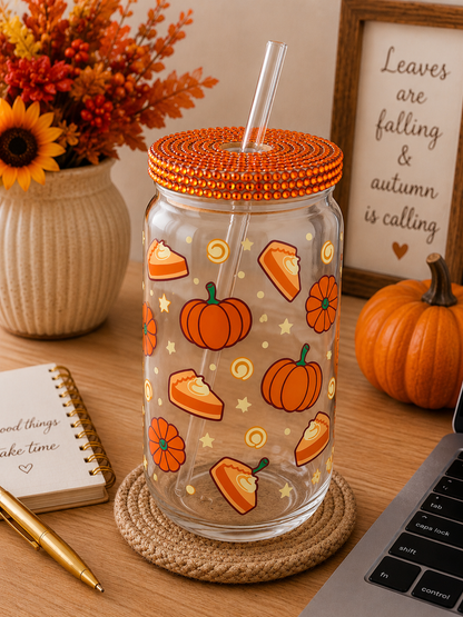Pumpkin Pie & Pumpkins Glass cup sea