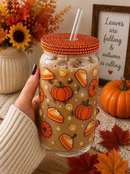 Pumpkin Pie & Pumpkins Glass cup sea