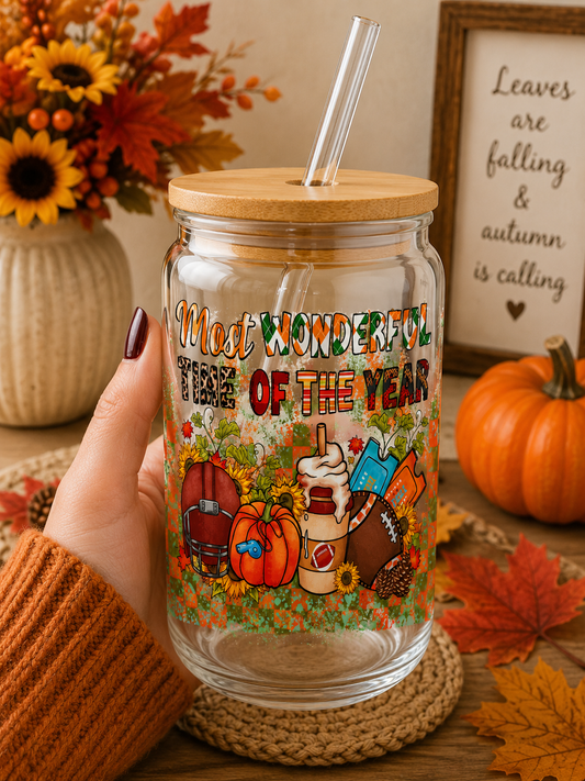 Most Wonderful Time of the Year Glass  fall cup