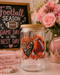 Football Mom Glass Cup – 16oz Iced  Tumbler
