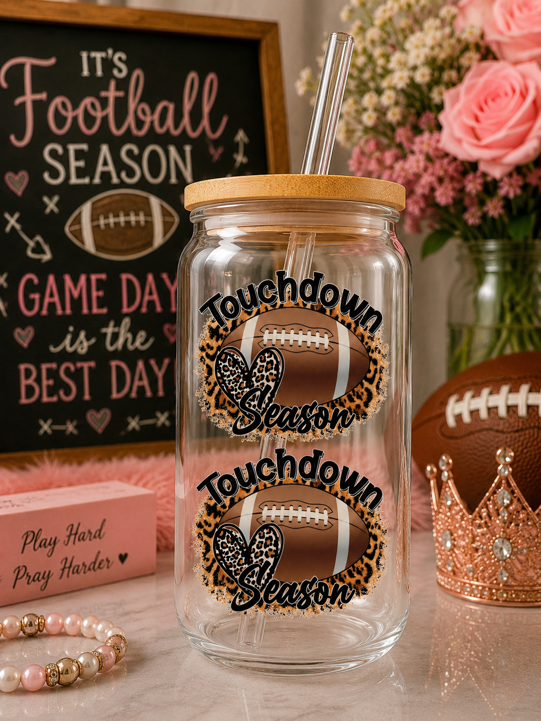 ouchdown Season Glass Cup – 16oz Iced Tumbler