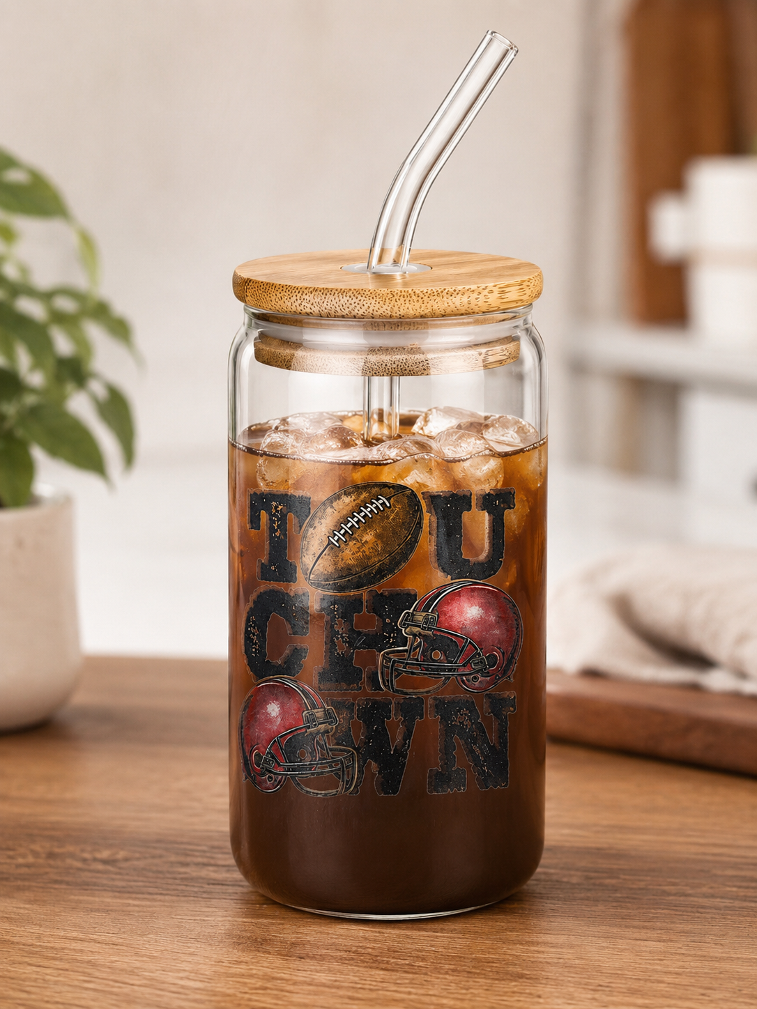 Touchdown Football Glass Cup