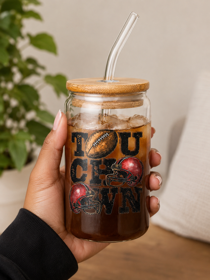 Touchdown Football Glass Cup
