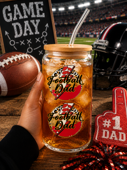 Football Dad 16oz Glass  Cup