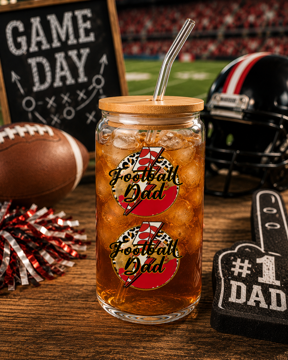 Football Dad 16oz Glass  Cup