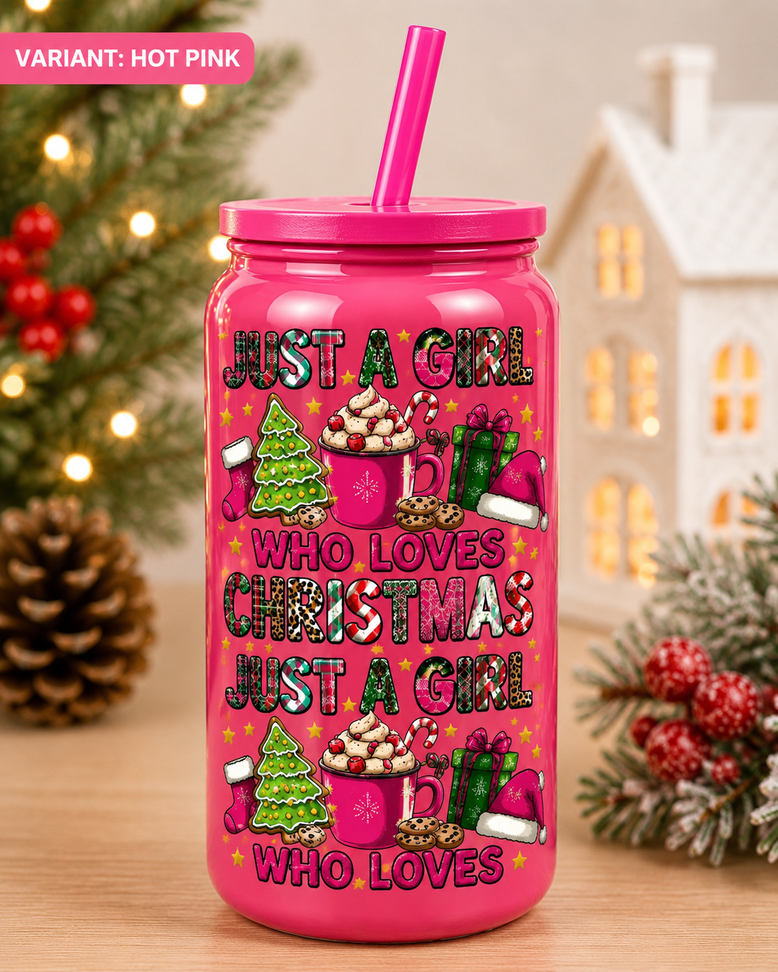 Just A Girl Who 💕 Christmas |  Holiday Glass Cup