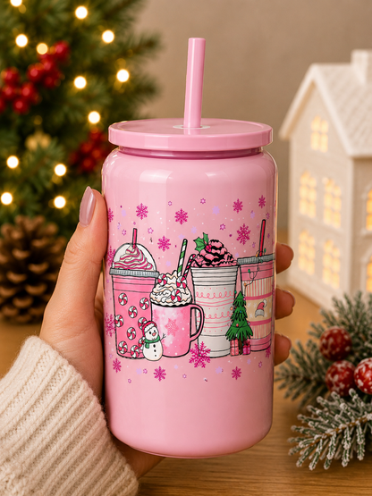 Pink Winter Treats Glass Cup  Christmas Glass