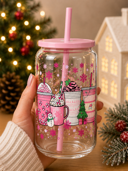 Pink Winter Treats Glass Cup  Christmas Glass