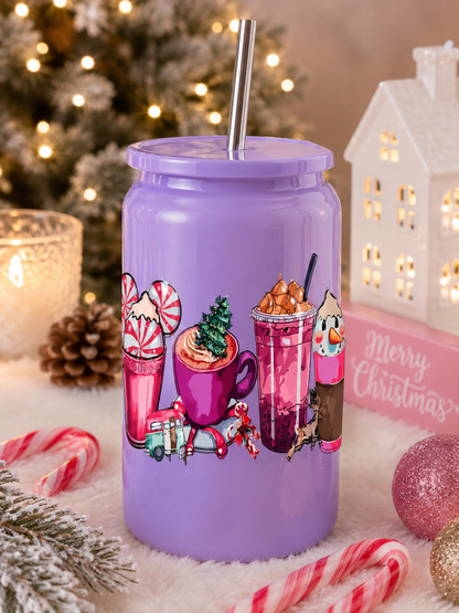 Cozy Christmas Vibes Glass  Cup |  Holiday  Cup