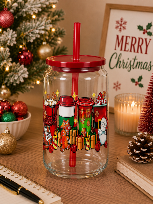 Christmas Hot Cocoa Glass  Cup | Holiday Cup