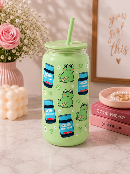 Sana Sana Frog Glass Cup | Cute Glass Cup