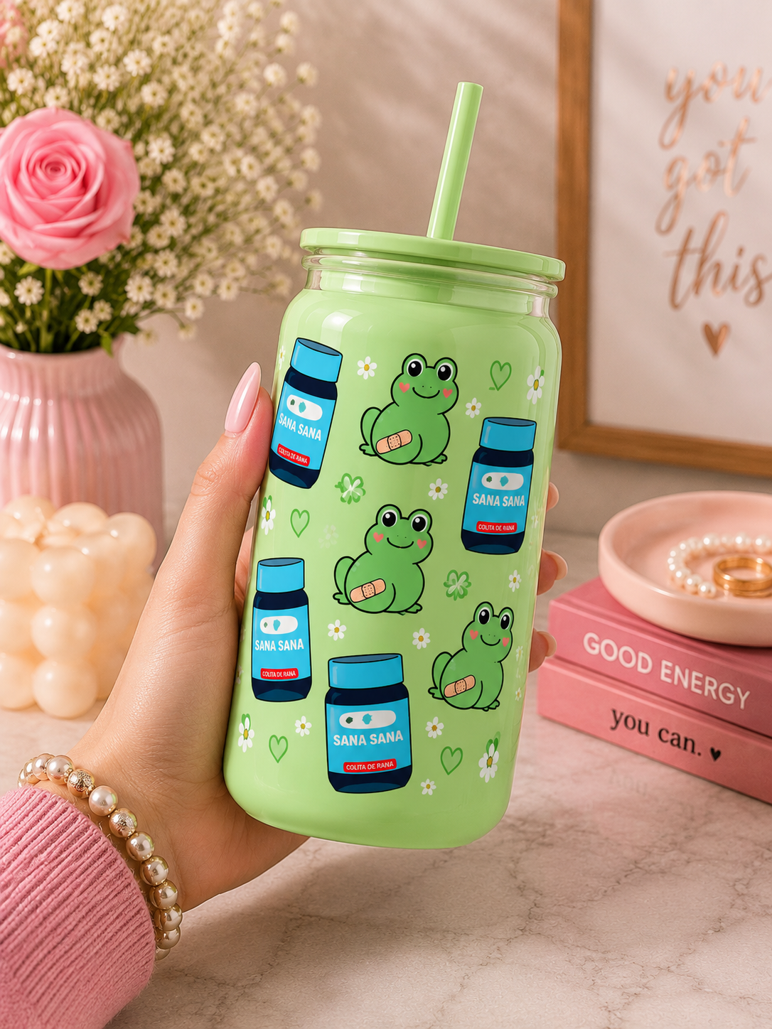 Sana Sana Frog Glass Cup | Cute Glass Cup