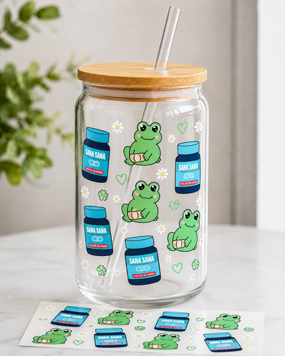 Sana Sana Frog Glass Cup | Cute Glass Cup
