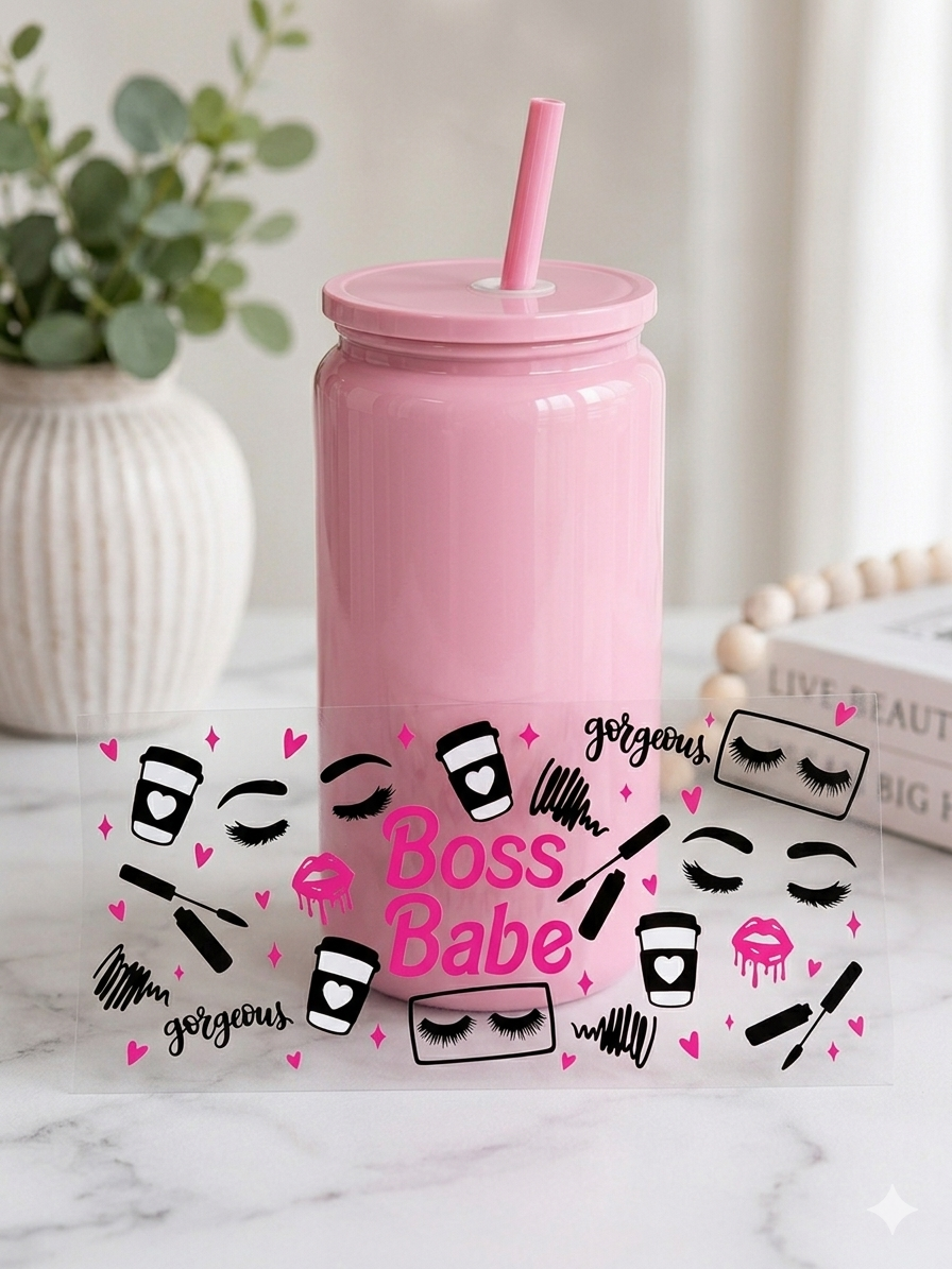 Cute Boss Babe Frosted Glass Can Cup – 16oz BSC