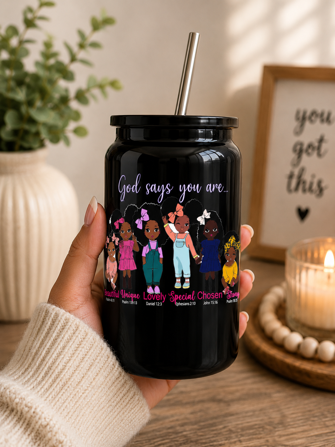 God Says You Are Glass Cup | Inspirational Christian Girl 16oz moti