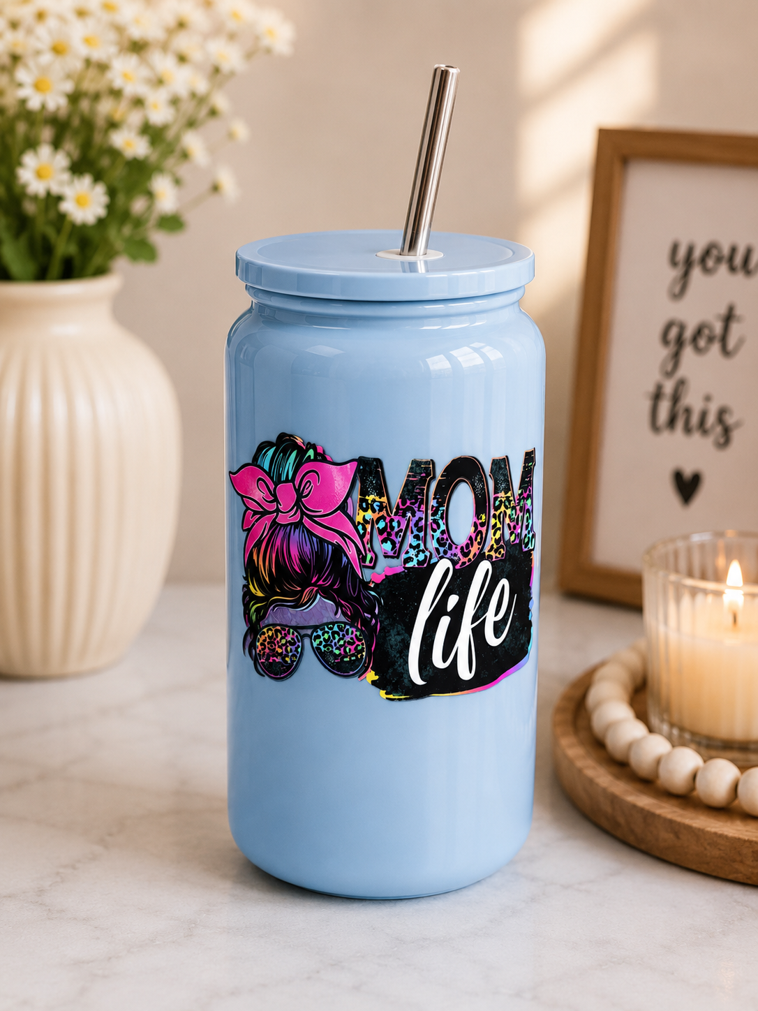 Cute Mom Life Glass Cup