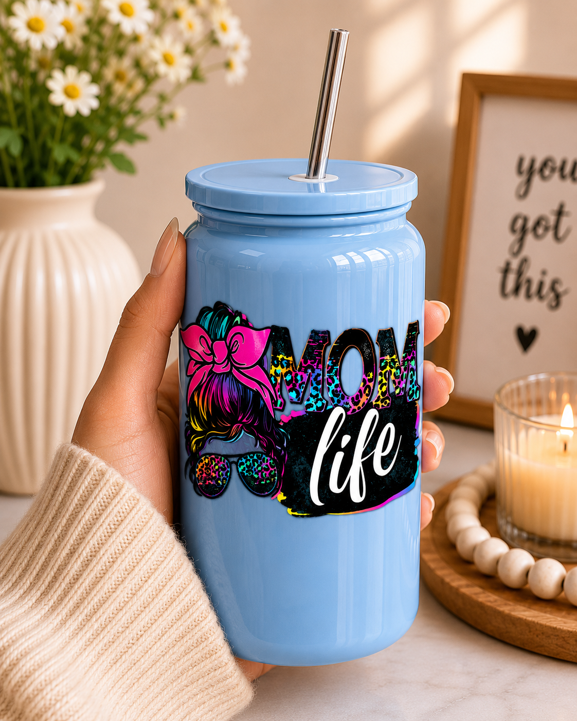 Cute Mom Life Glass Cup