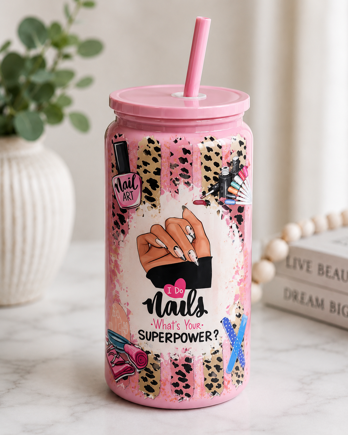 💅 Cute Nail Tech Glass Can Cup | “I Do Nails, What’s Your Superpower?” edi