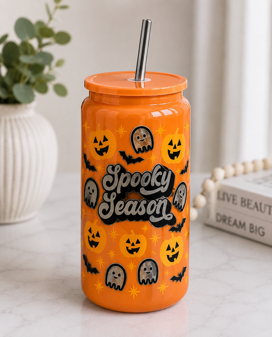 🎃 Spooky Halloween Pumpkin & Ghost  Cup | Insulated Tumbler with Straw