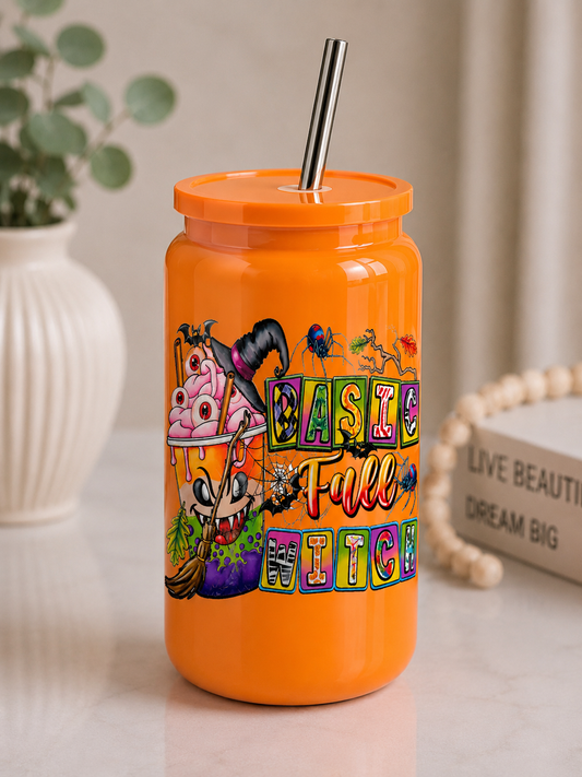 Basic Fall Witch 16oz Halloween Stainless Steel Tumbler | Spooky Witch  Cup |Fall Halloween Cup with Lid & Straw