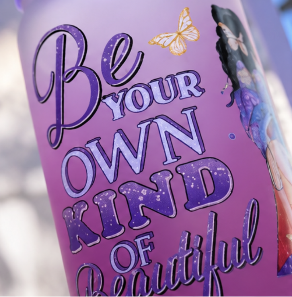 Be Your Own Kind of Beautiful Cute Frosted Glass Cup