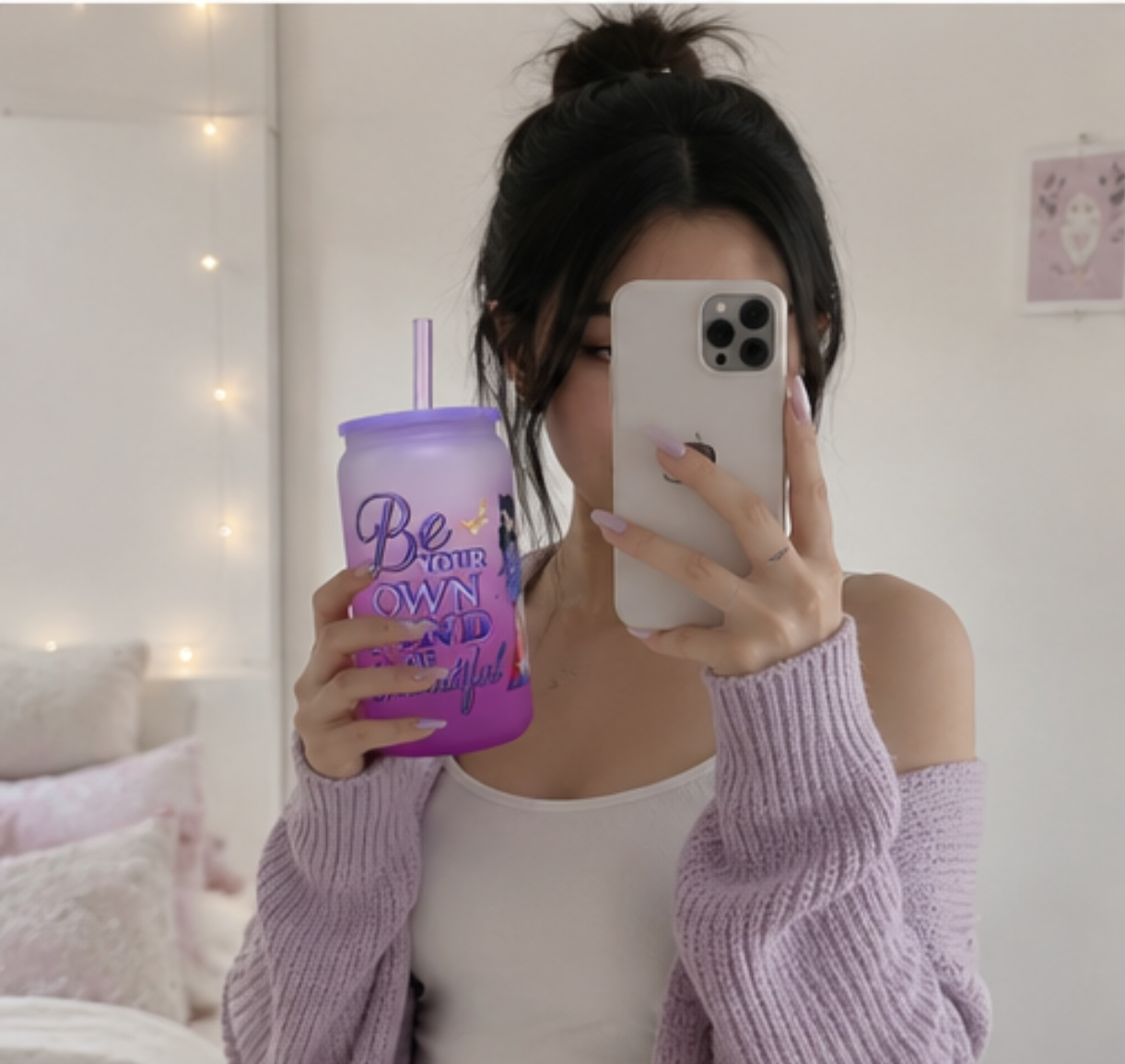 Be Your Own Kind of Beautiful Cute Frosted Glass Cup