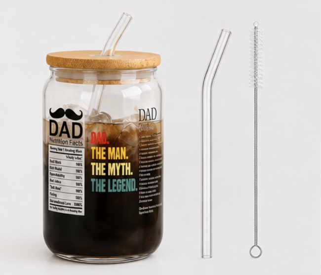 Dad The Man Glass Cup