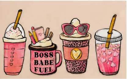 Cute Boss Babe Fuel Glass Cup – 16oz Pink