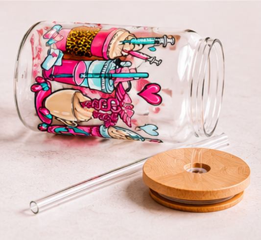 🩺 Nurse Fuel Glass Can Cup – 16oz Medical Coffee Lover Tumble